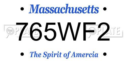 765WF2 Massachusetts License Plate