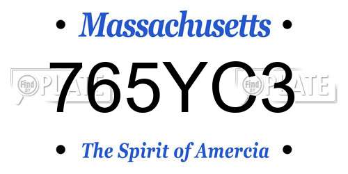 765YC3 Massachusetts License Plate
