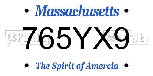 765YX9 Massachusetts License Plate