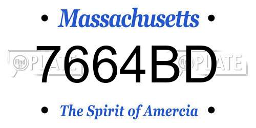 7664BD Massachusetts License Plate