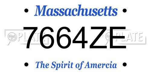 7664ZE Massachusetts License Plate