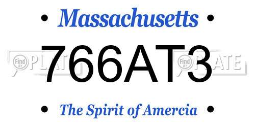766AT3 Massachusetts License Plate