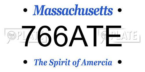 766ATE Massachusetts License Plate