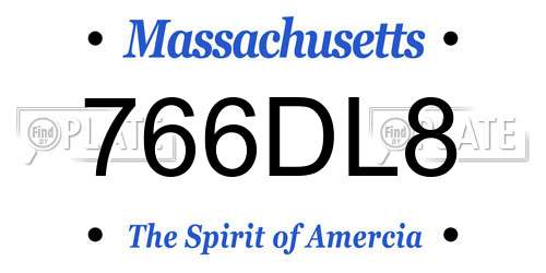 766DL8 Massachusetts License Plate