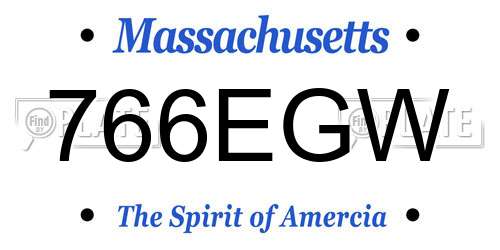 766EGW Massachusetts License Plate