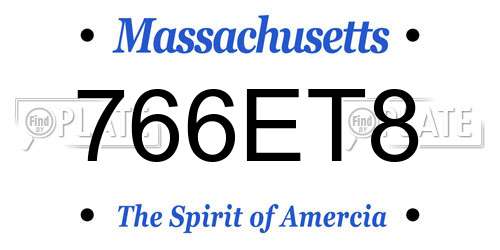 766ET8 Massachusetts License Plate