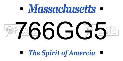 766GG5 Massachusetts License Plate