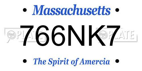 766NK7 Massachusetts License Plate
