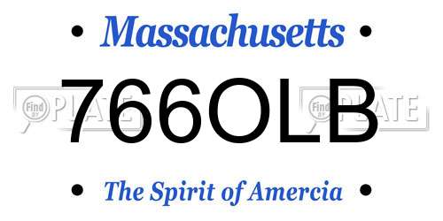 766OLB Massachusetts License Plate