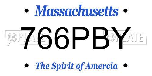 766PBY Massachusetts License Plate