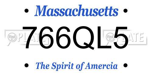 766QL5 Massachusetts License Plate
