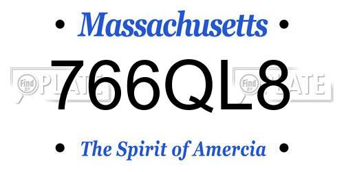 766QL8 Massachusetts License Plate