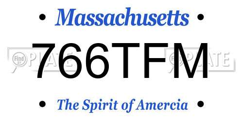 766TFM Massachusetts License Plate