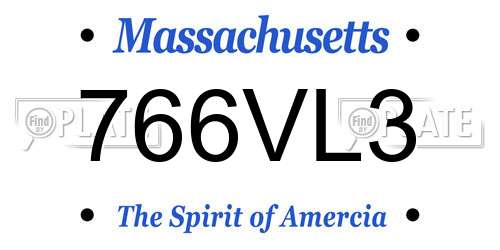 766VL3 Massachusetts License Plate