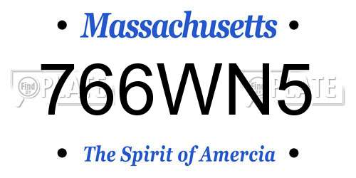 766WN5 Massachusetts License Plate