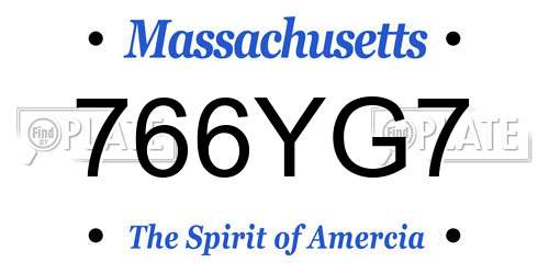 766YG7 Massachusetts License Plate