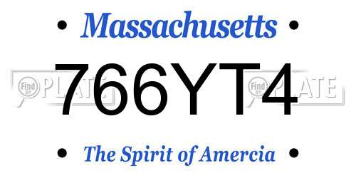 766YT4 Massachusetts License Plate