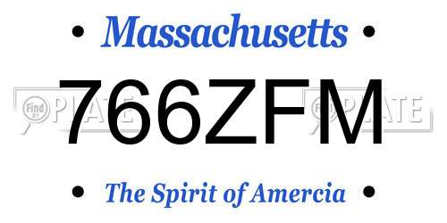 766ZFM Massachusetts License Plate