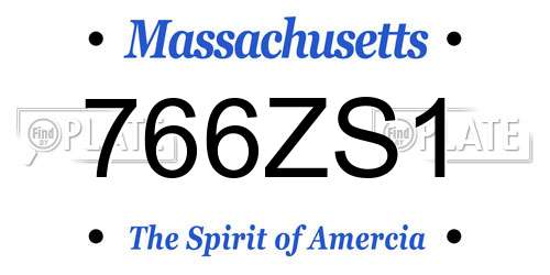 766ZS1 Massachusetts License Plate