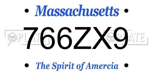 766ZX9 Massachusetts License Plate