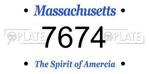7674 Massachusetts License Plate