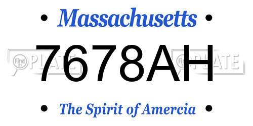 7678AH Massachusetts License Plate