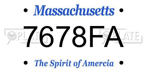 7678FA Massachusetts License Plate