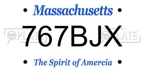 767BJX Massachusetts License Plate