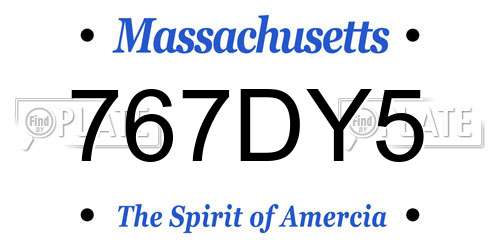 767DY5 Massachusetts License Plate