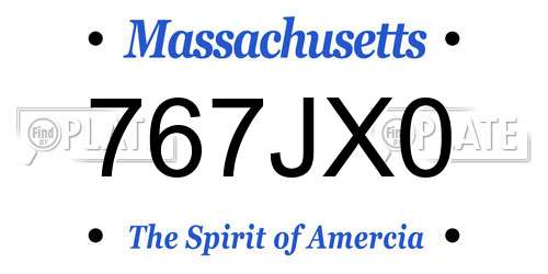 767JX0 Massachusetts License Plate