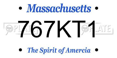 767KT1 Massachusetts License Plate