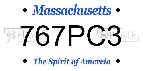 767PC3 Massachusetts License Plate