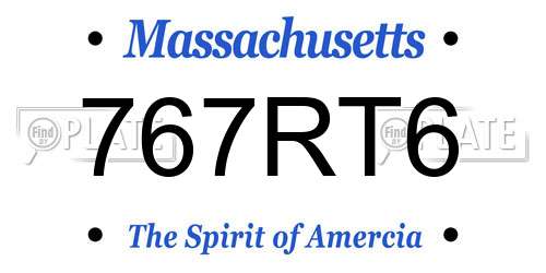 767RT6 Massachusetts License Plate