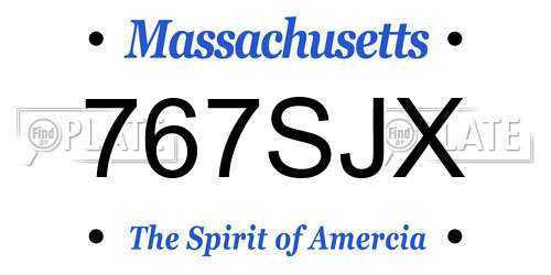 767SJX Massachusetts License Plate