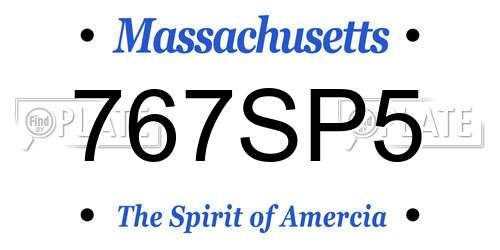 767SP5 Massachusetts License Plate