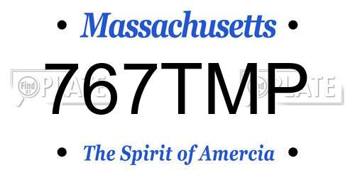 767TMP Massachusetts License Plate