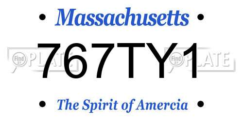 767TY1 Massachusetts License Plate