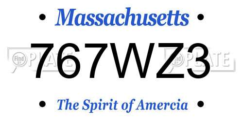 767WZ3 Massachusetts License Plate