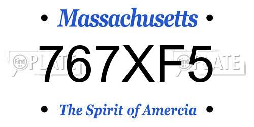 767XF5 Massachusetts License Plate