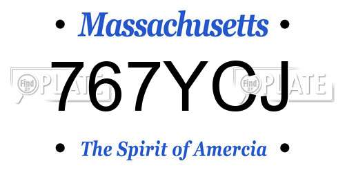 767YCJ Massachusetts License Plate
