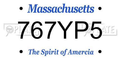 767YP5 Massachusetts License Plate