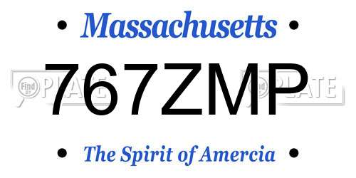 767ZMP Massachusetts License Plate