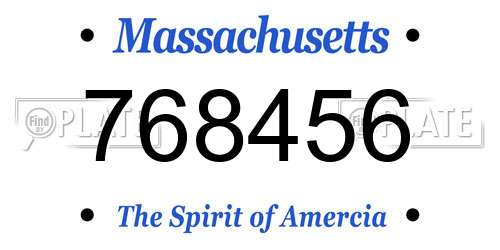 768456 Massachusetts License Plate