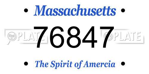 76847 Massachusetts License Plate