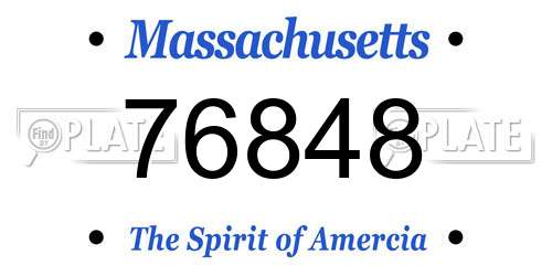 76848 Massachusetts License Plate