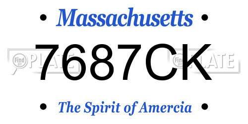 7687CK Massachusetts License Plate