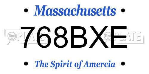 768BXE Massachusetts License Plate