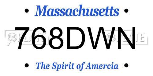 768DWN Massachusetts License Plate