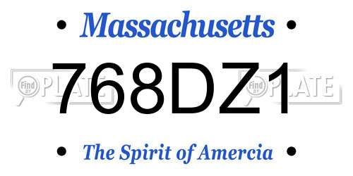 768DZ1 Massachusetts License Plate
