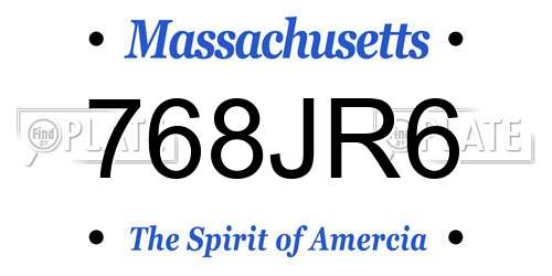 768JR6 Massachusetts License Plate